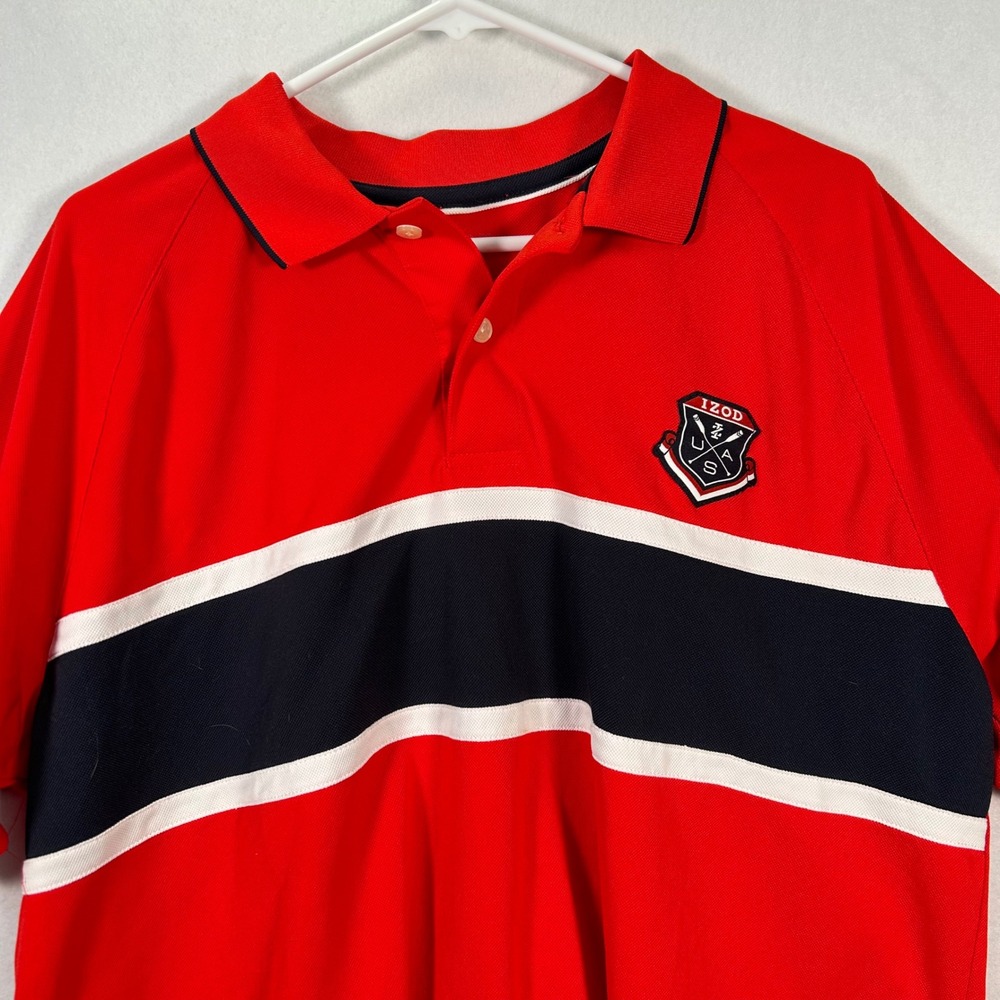 Izod Men's Size XL Red Rugby Style Polo Shirt